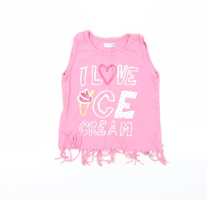 Ladybird Girls Pink   Basic Tank Size 6-7 Years  - i love icecream
