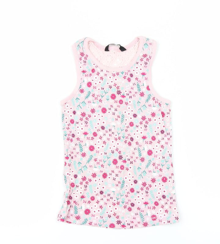 George Girls Pink Floral  Basic Tank Size 6-7 Years