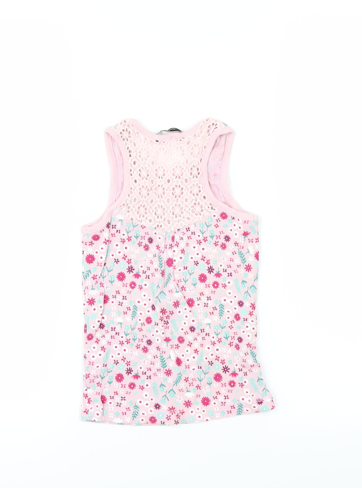 George Girls Pink Floral  Basic Tank Size 6-7 Years