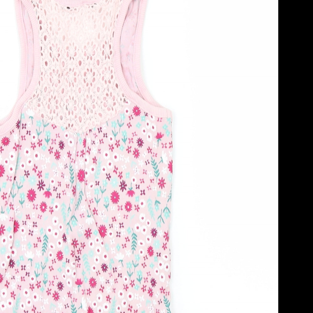 George Girls Pink Floral  Basic Tank Size 6-7 Years