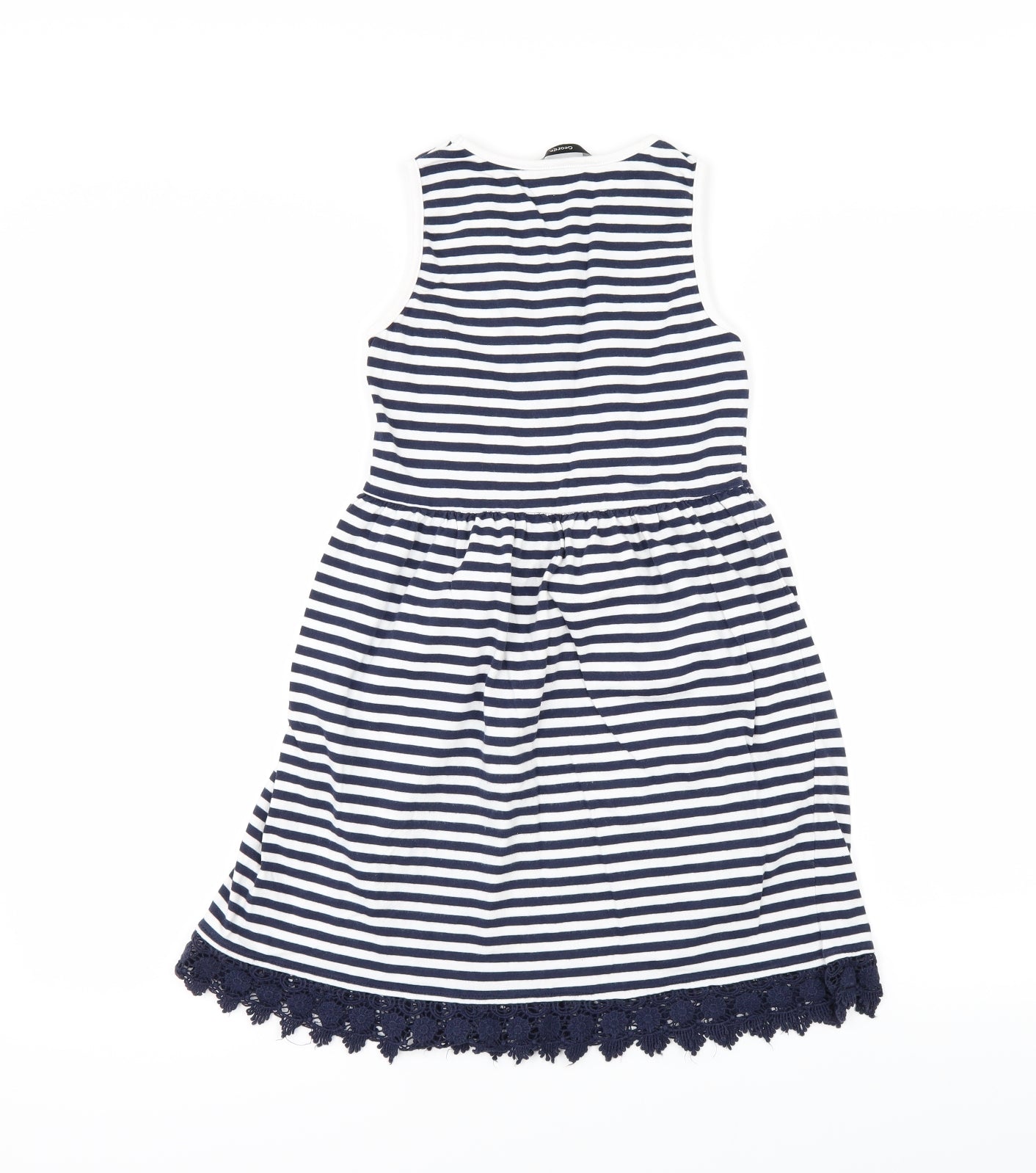 George Girls Blue Striped  Tank Dress  Size 9-10 Years