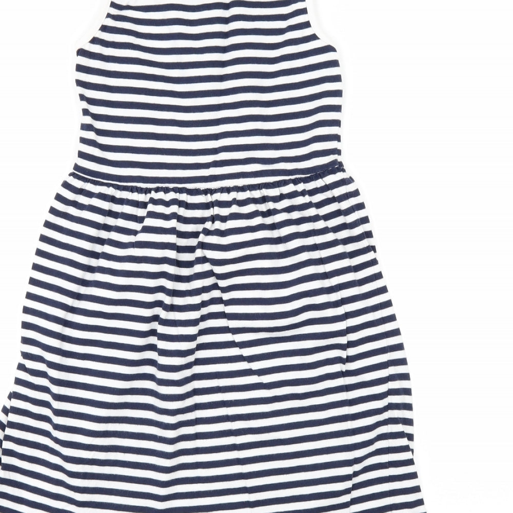 George Girls Blue Striped  Tank Dress  Size 9-10 Years