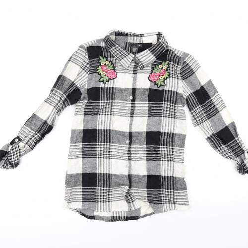 Primark Girls Black Check  Basic Button-Up Size 13-14 Years