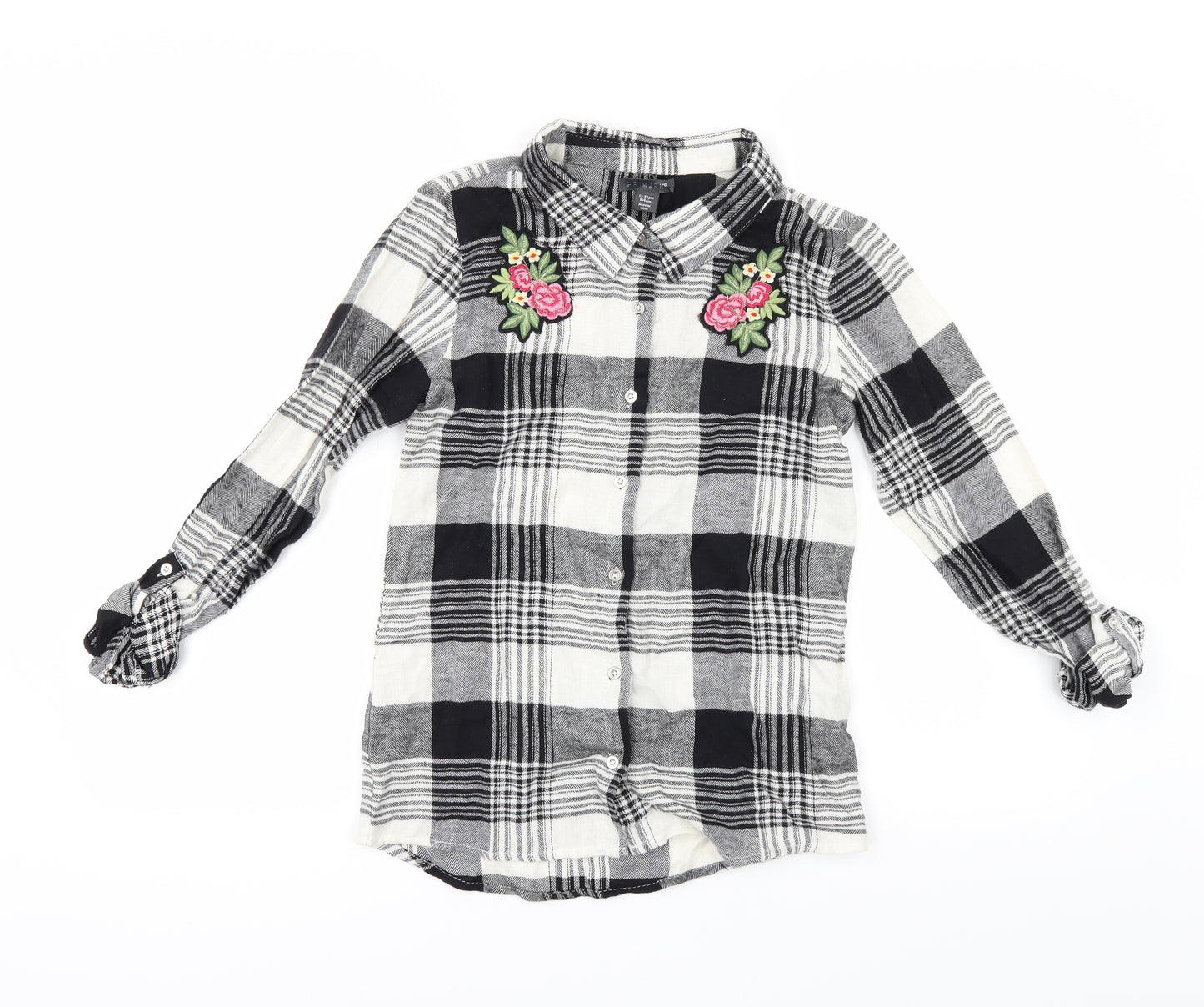 Primark Girls Black Check  Basic Button-Up Size 13-14 Years