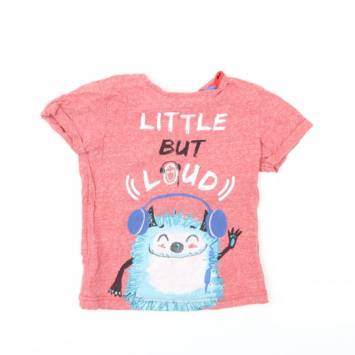 George Boys Red   Basic T-Shirt Size 3-4 Years  - monster