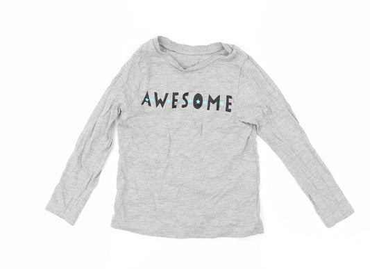 Front view of George boys’ grey basic t-shirt, size 3-4, years - awesome