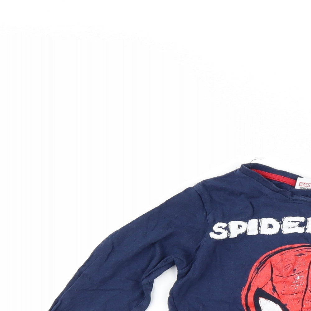 Primark Boys Blue   Basic T-Shirt Size 5-6 Years  - Marvel Spiderman