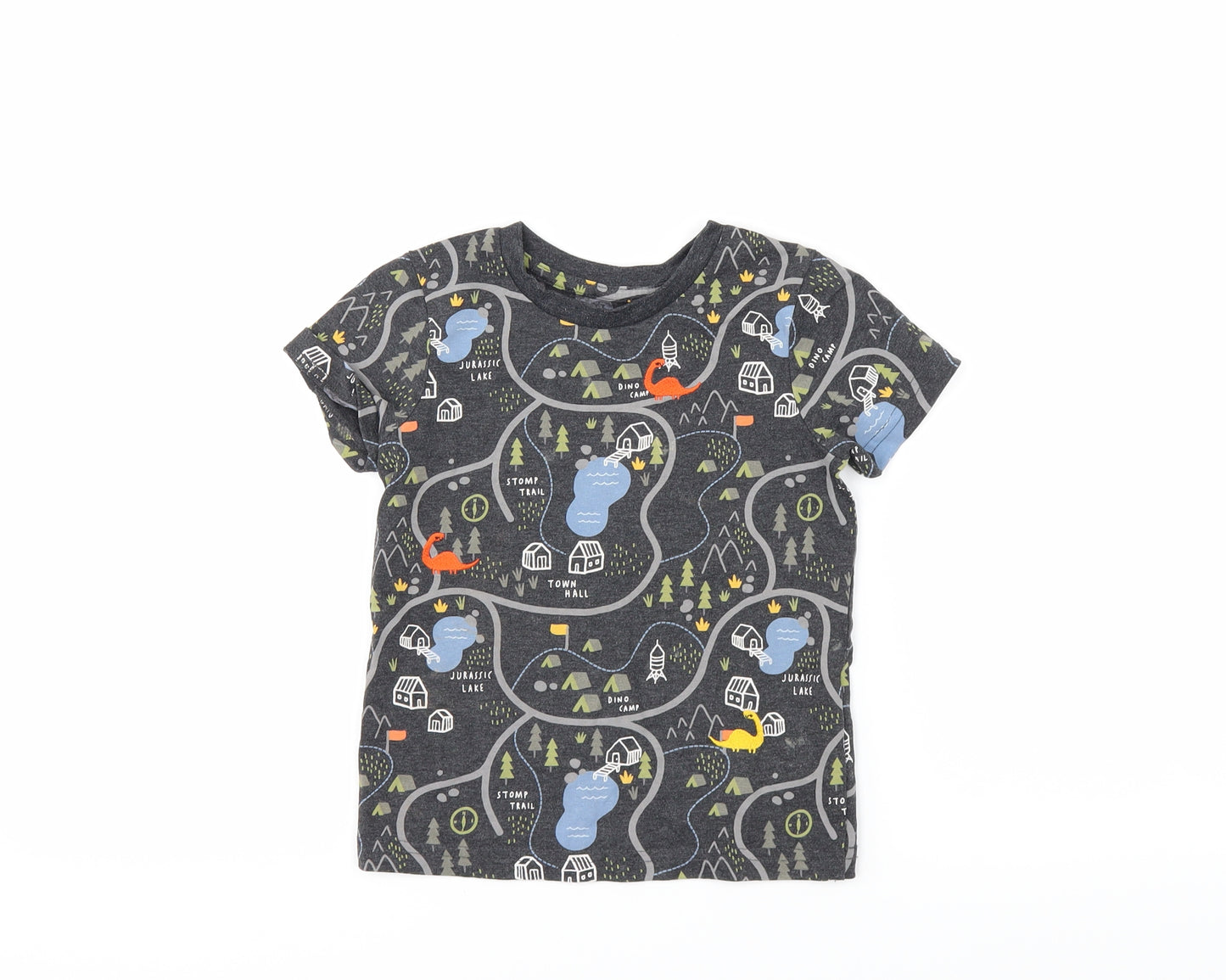 Nutmeg Boys Grey   Basic T-Shirt Size 3-4 Years  - dinosaur