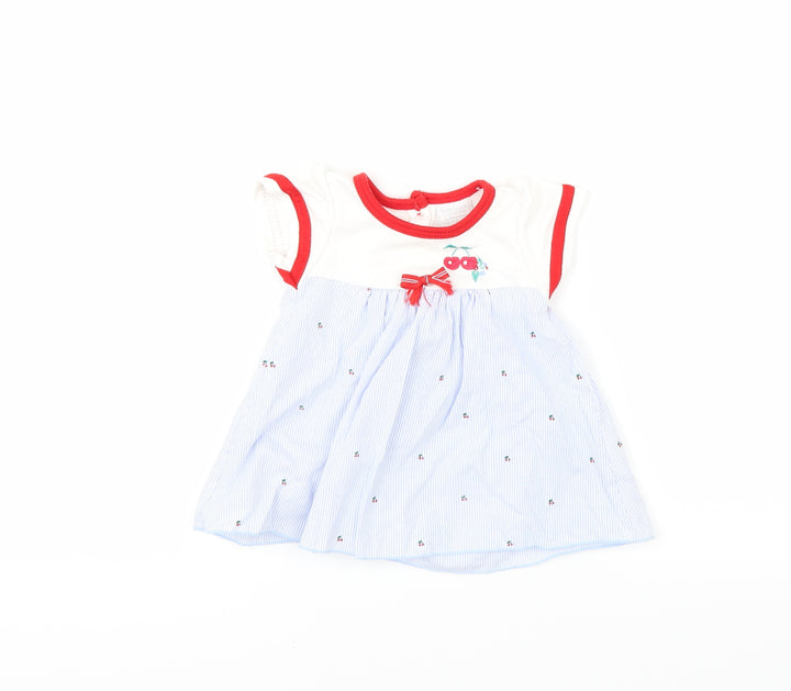 Aardvark Girls Blue Striped A-Line Size 6-9 Months - cherries