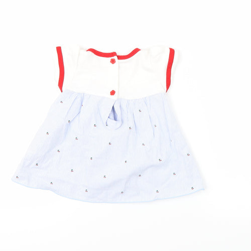 Aardvark Girls Blue Striped  A-Line  Size 6-9 Months  - cherries