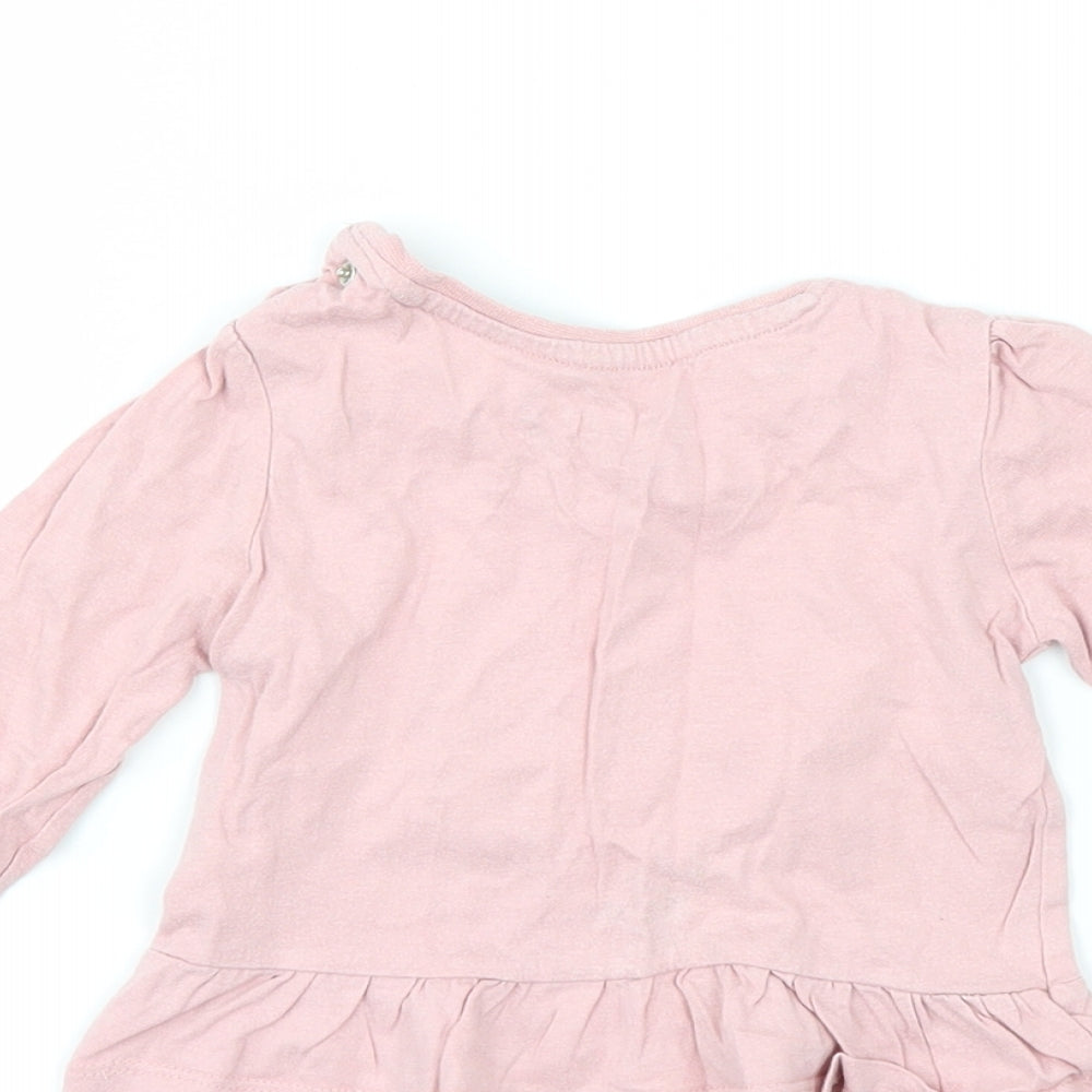 Primark Girls Pink   Basic T-Shirt Size 6-9 Months  - Hedgehog