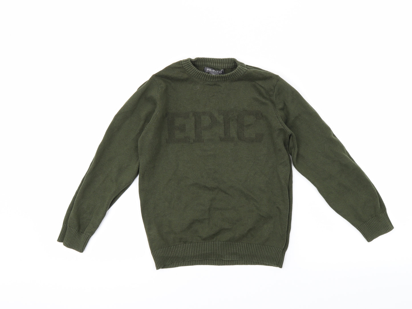 Primark Boys Green   Pullover Jumper Size 6-7 Years  - epic