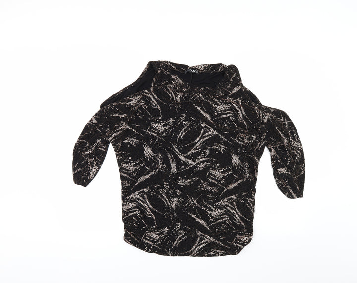 Quiz Womens Black Polka Dot Basic T-Shirt Size 12 - Cut Out Shoulder