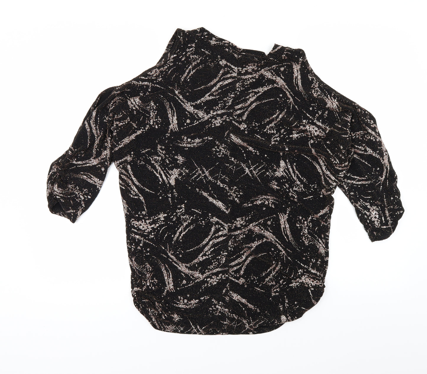 Quiz Womens Black Polka Dot  Basic T-Shirt Size 12  - Cut Out Shoulder