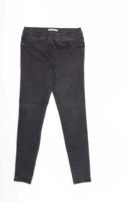 Front view of Nutmeg women’s black denim jegging jeans, size UK 10, 28-inch leg