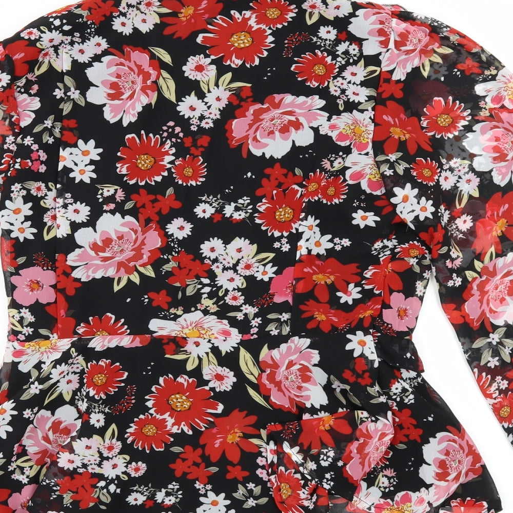 Quiz Womens Black Floral  Basic Blouse Size 12