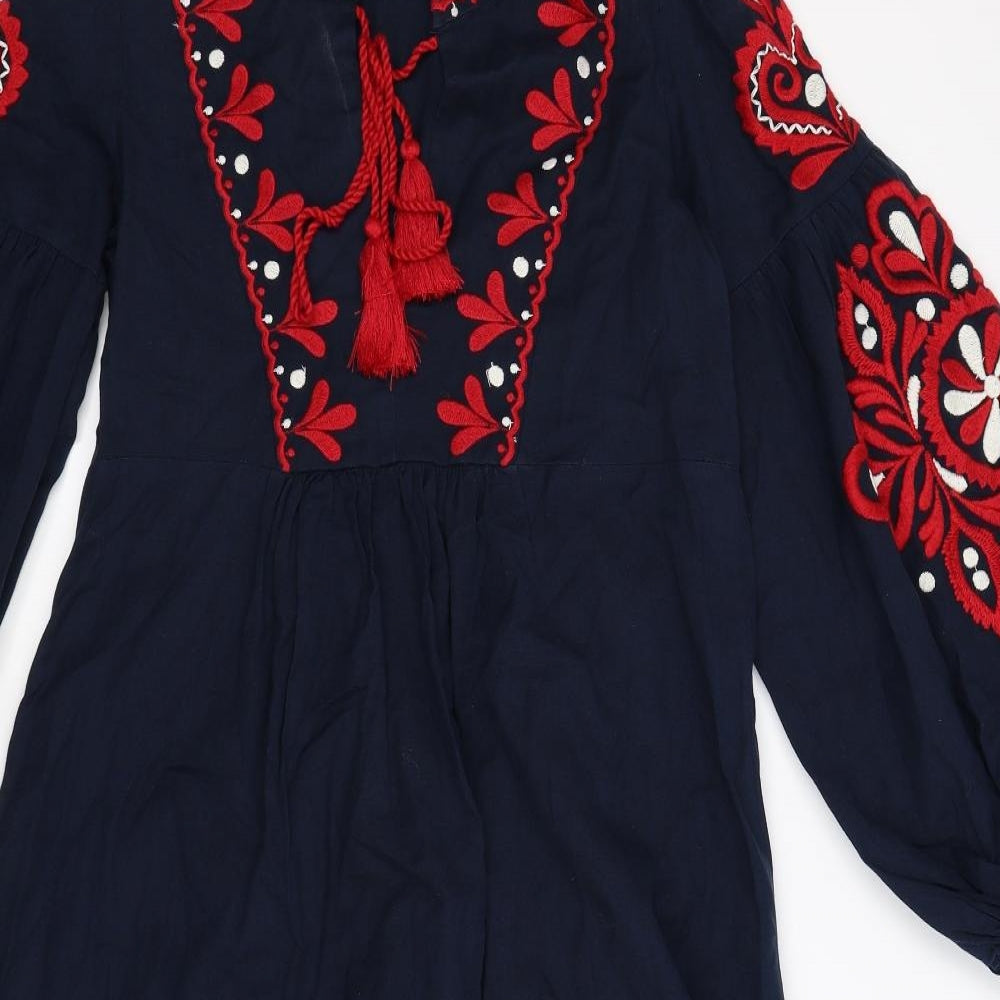 Zara Womens Blue Floral  Shirt Dress  Size S