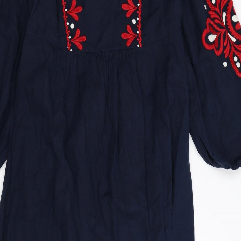 Zara Womens Blue Floral  Shirt Dress  Size S