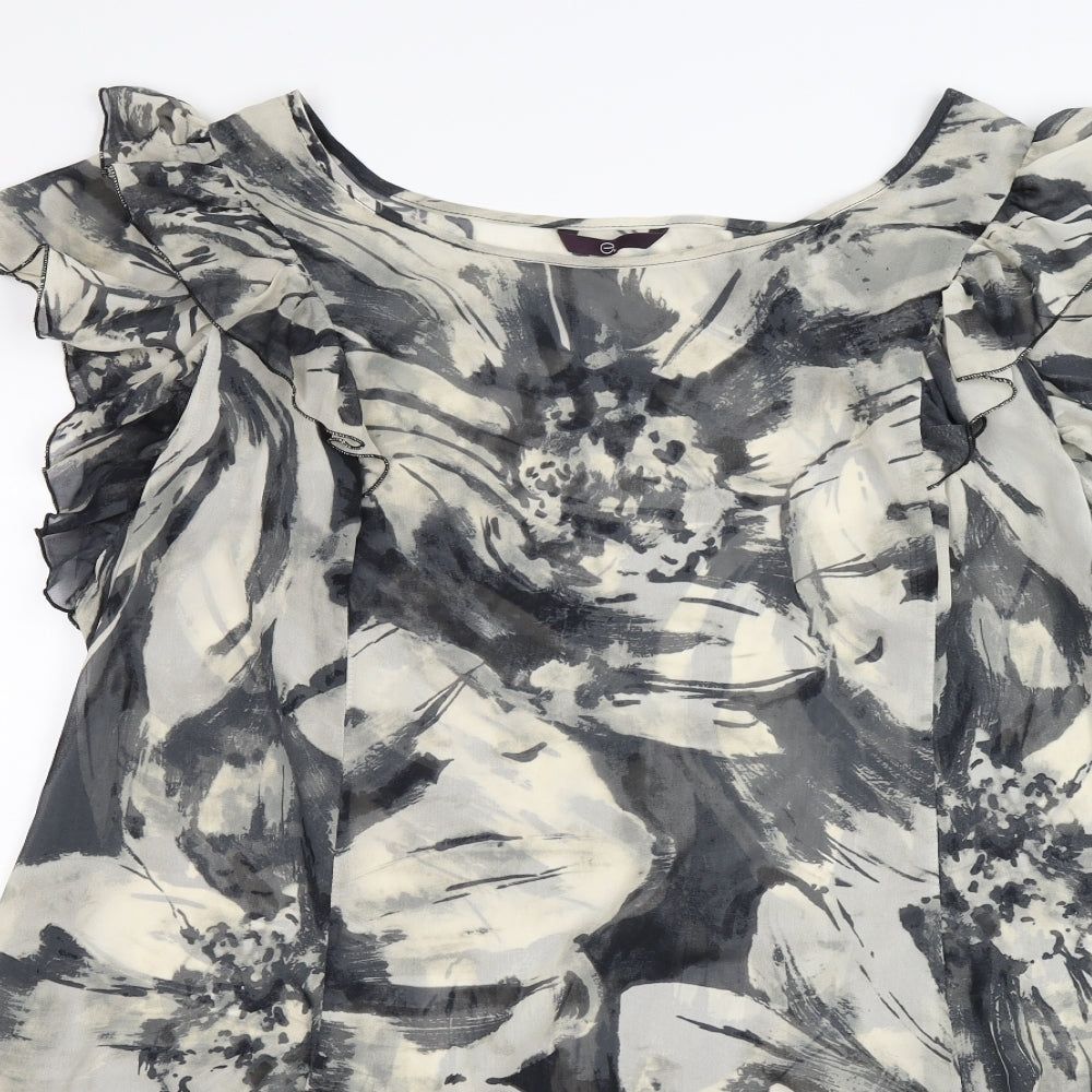 Evans Womens Beige Floral Chiffon Tunic Blouse Size 26