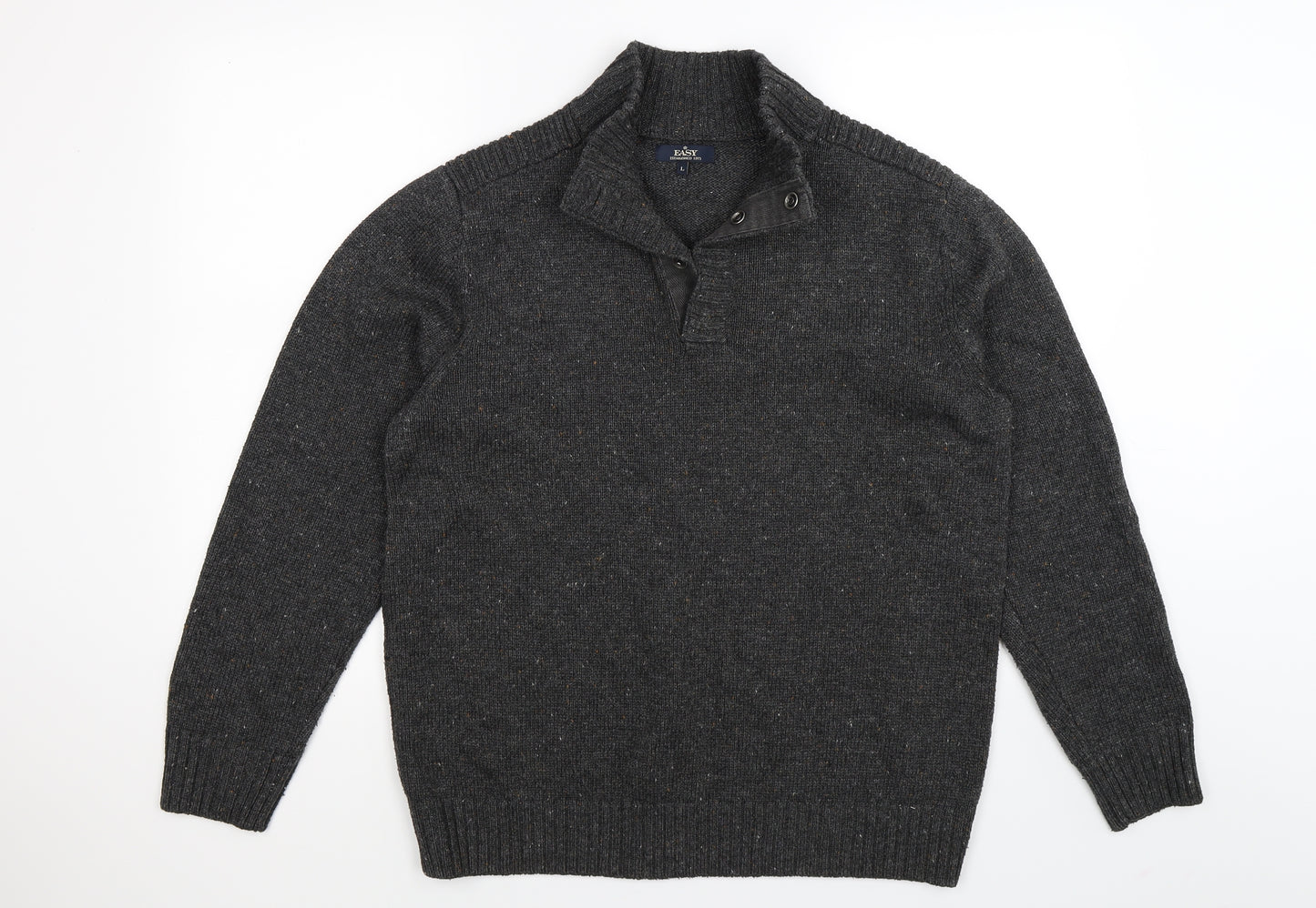 Easy Mens Grey  Knit Pullover Jumper Size L