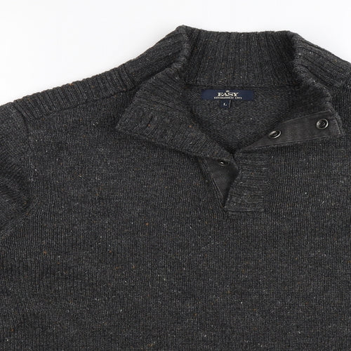 Easy Mens Grey  Knit Pullover Jumper Size L