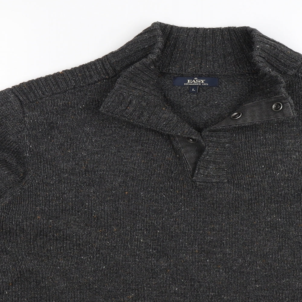 Easy Mens Grey  Knit Pullover Jumper Size L