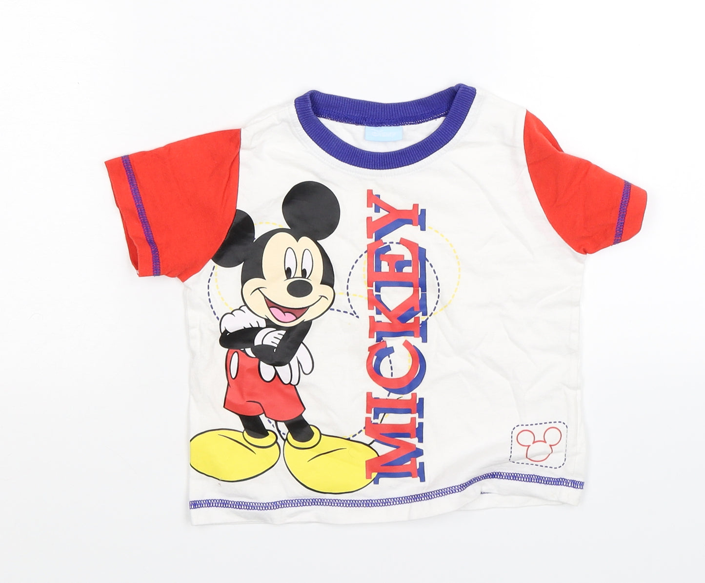 Disney Baby White   Basic T-Shirt Size 12-18 Months  - Mickey Mouse