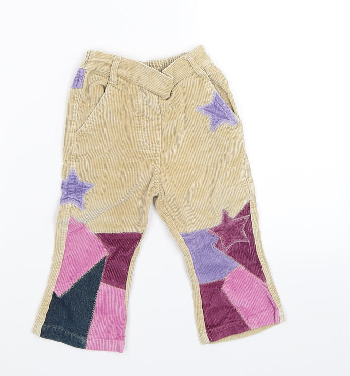 4kids Girls Beige Flecked Corduroy Capri Trousers Size 6-9 Months - patchwork cords