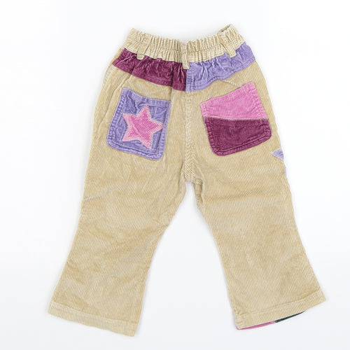 4kids Girls Beige Flecked Corduroy Capri Trousers Size 6-9 Months  - patchwork cords