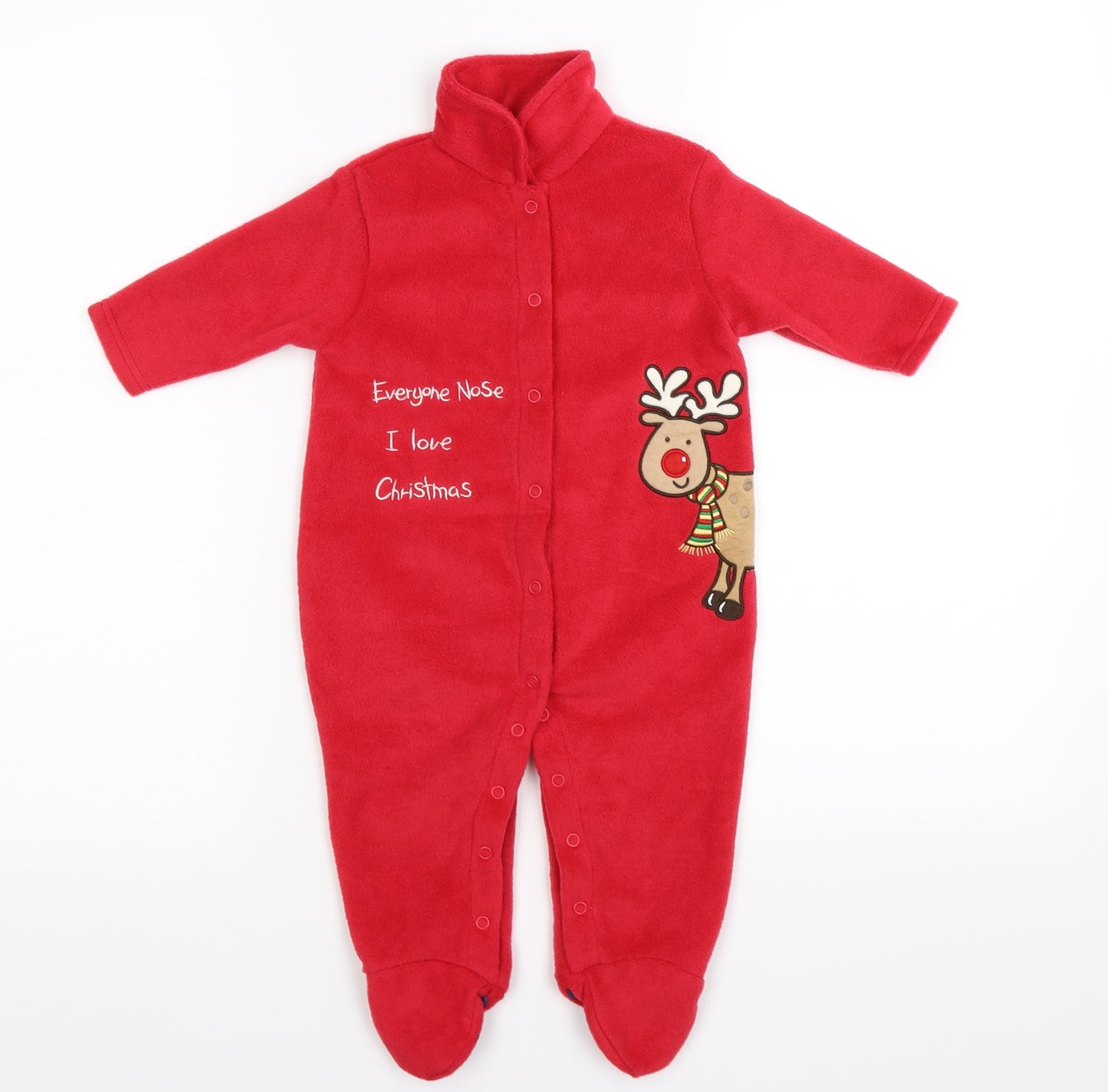 George Baby Red Animal Print Fleece Capri Bodysuit Size 6-9 Months  - i love chrismtas