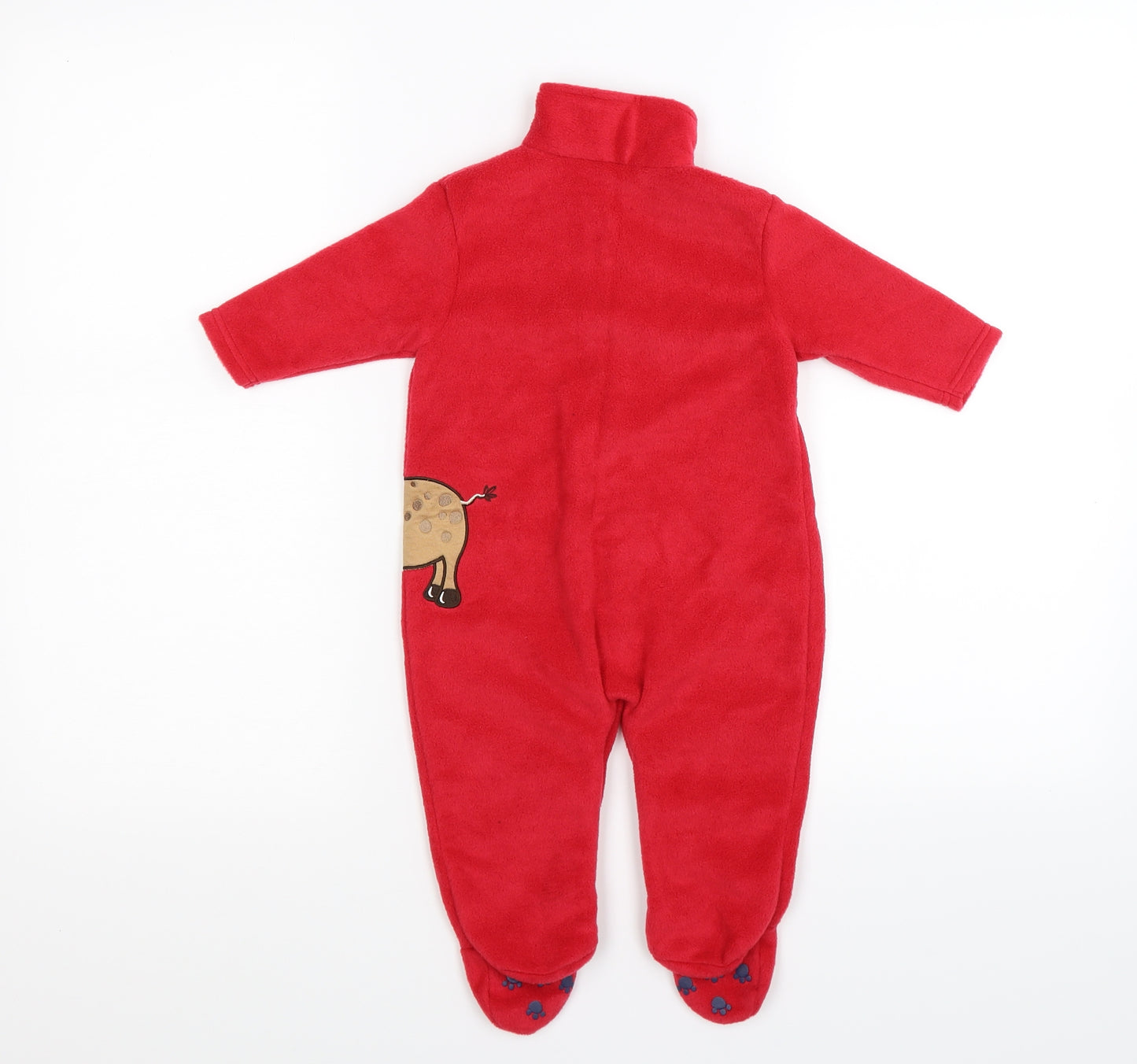 George Baby Red Animal Print Fleece Capri Bodysuit Size 6-9 Months  - i love chrismtas