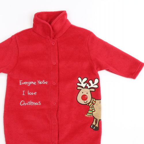 George Baby Red Animal Print Fleece Capri Bodysuit Size 6-9 Months  - i love chrismtas