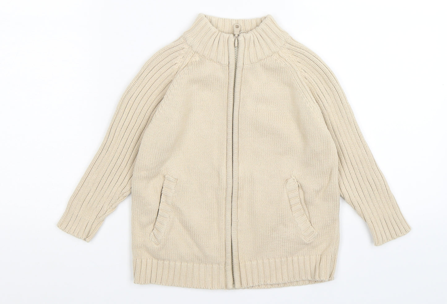 Cherokee Boys Beige Striped Knit Cardigan Jumper Size 2-3 Years
