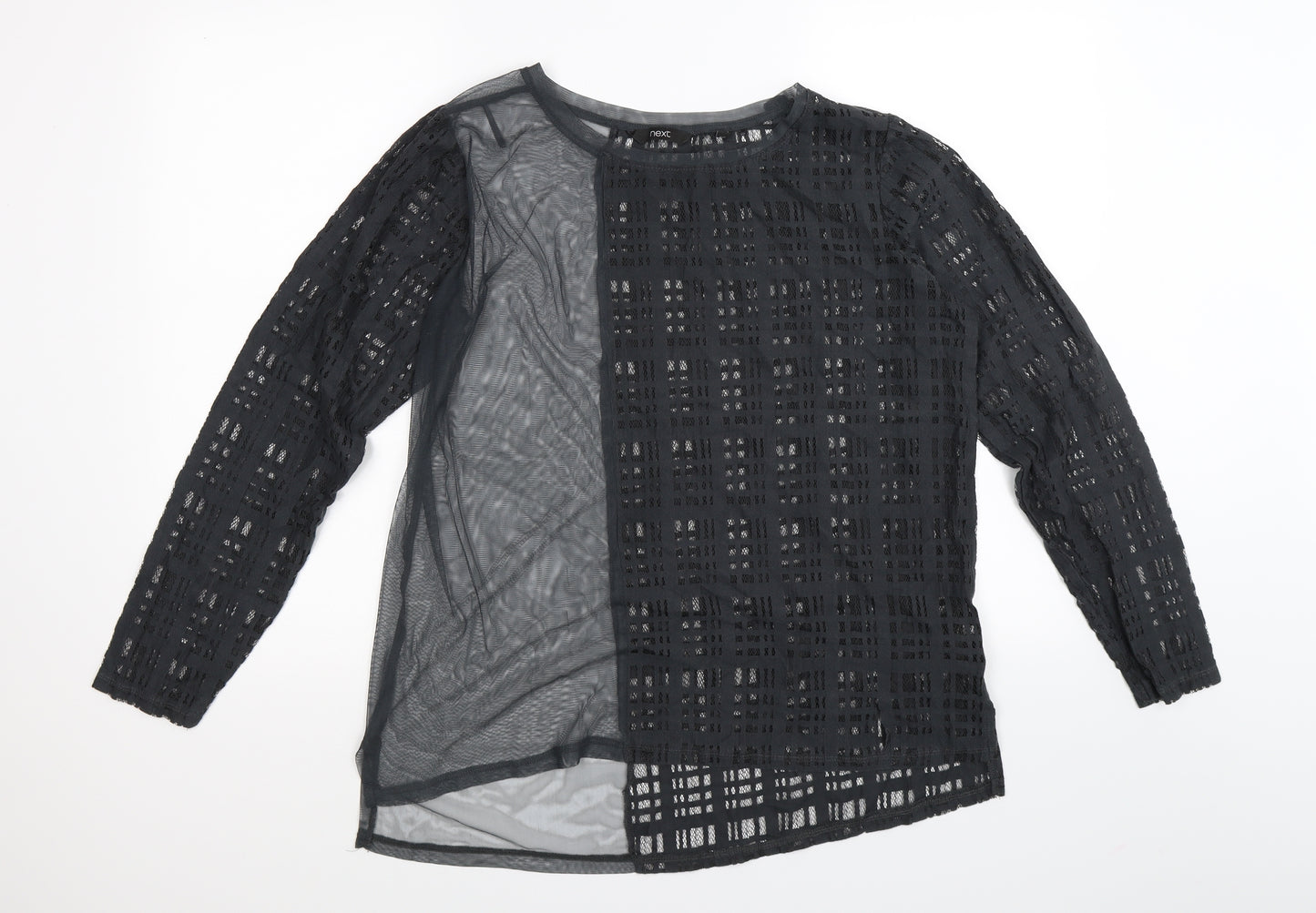 NEXT Womens Green Check Mesh Basic Blouse Size 16