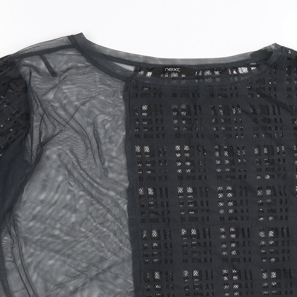 NEXT Womens Green Check Mesh Basic Blouse Size 16