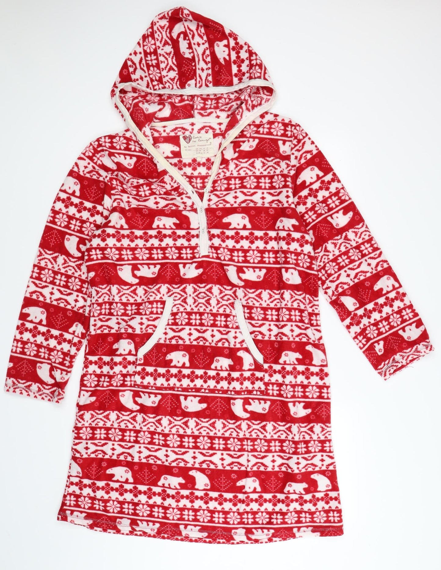 Secret Possesions Womens Red Fair Isle Fleece Top Nightshirt Size 16  - christmas