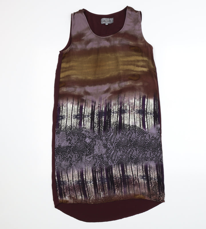 NEXT Womens Purple Chiffon Tank Dress Size 8 - woodland graphic