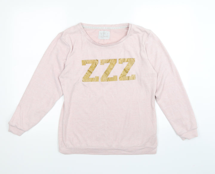 F&F Womens Pink Solid Velour Top Pyjama Top Size S - ZZZ lounge wear