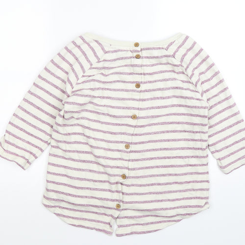 Weird Fish Womens White Striped  Pullover Jumper Size 10  - button up back