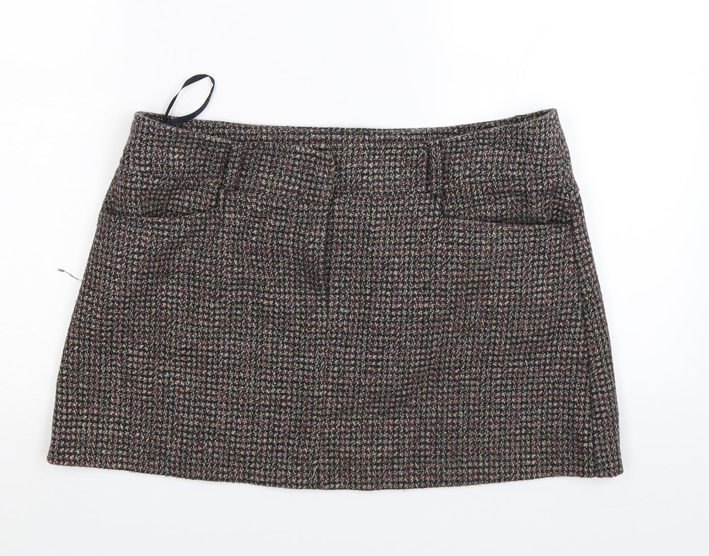 New Look Womens Brown Herringbone Knit Mini Skirt Size 12
