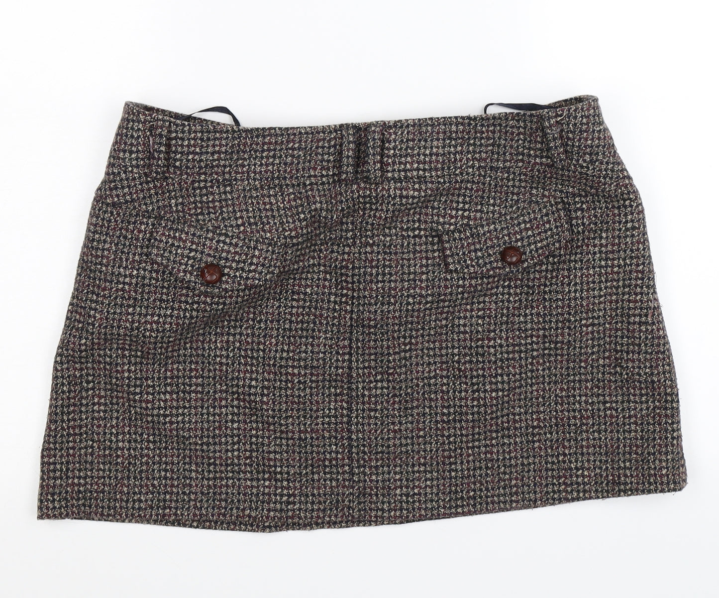 New Look Womens Brown Herringbone Knit Mini Skirt Size 12