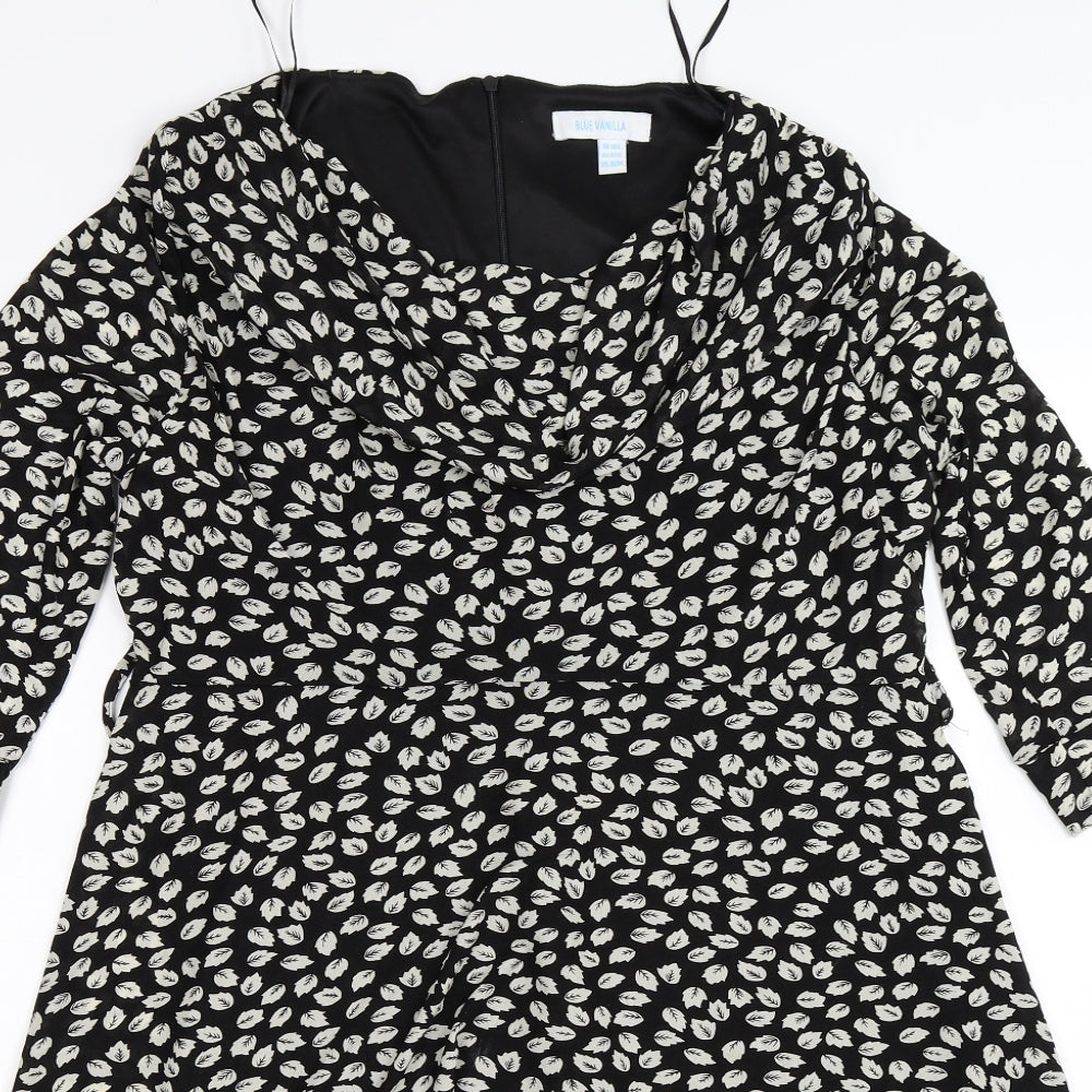 blue vanilla Womens Black Floral  Fit & Flare  Size 14