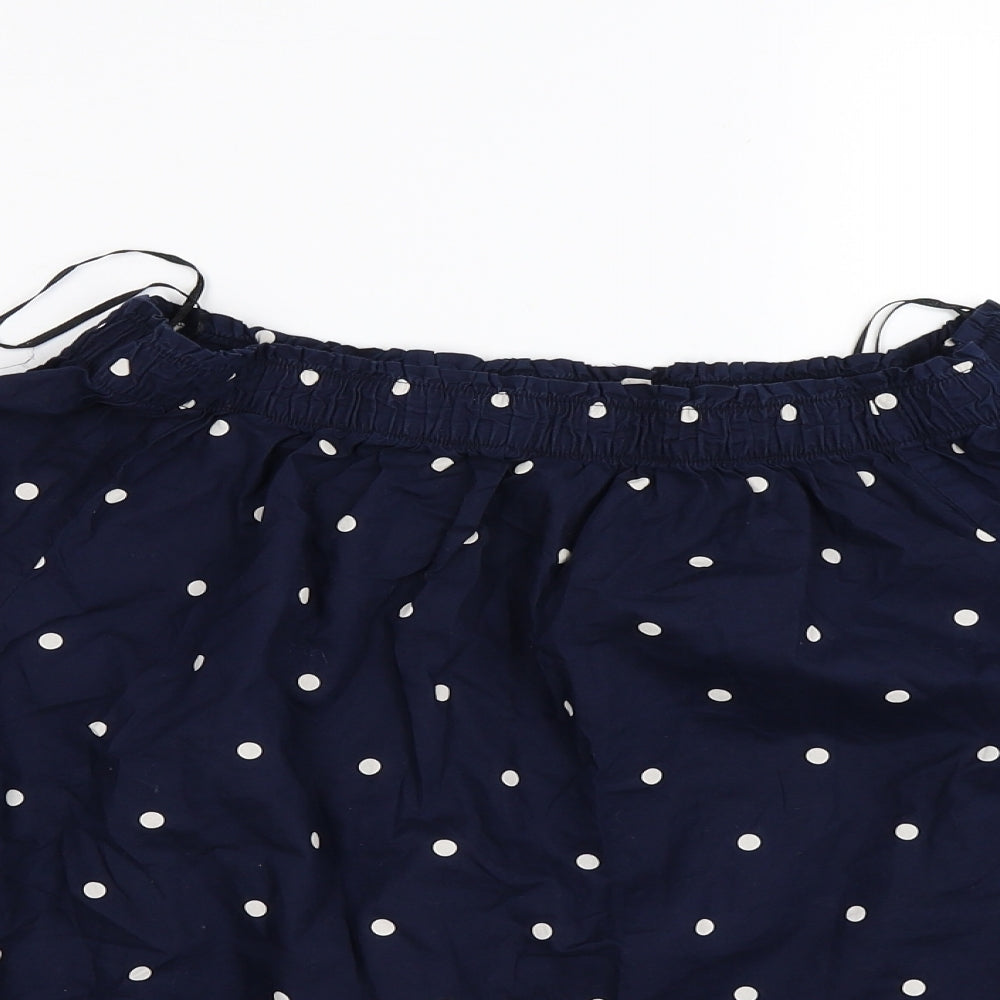 H&M Womens Blue Polka Dot  Basic Blouse Size 8