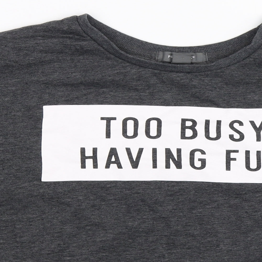 Primark Womens Grey  Jersey Pullover Sweatshirt Size 10  - too busy having fun