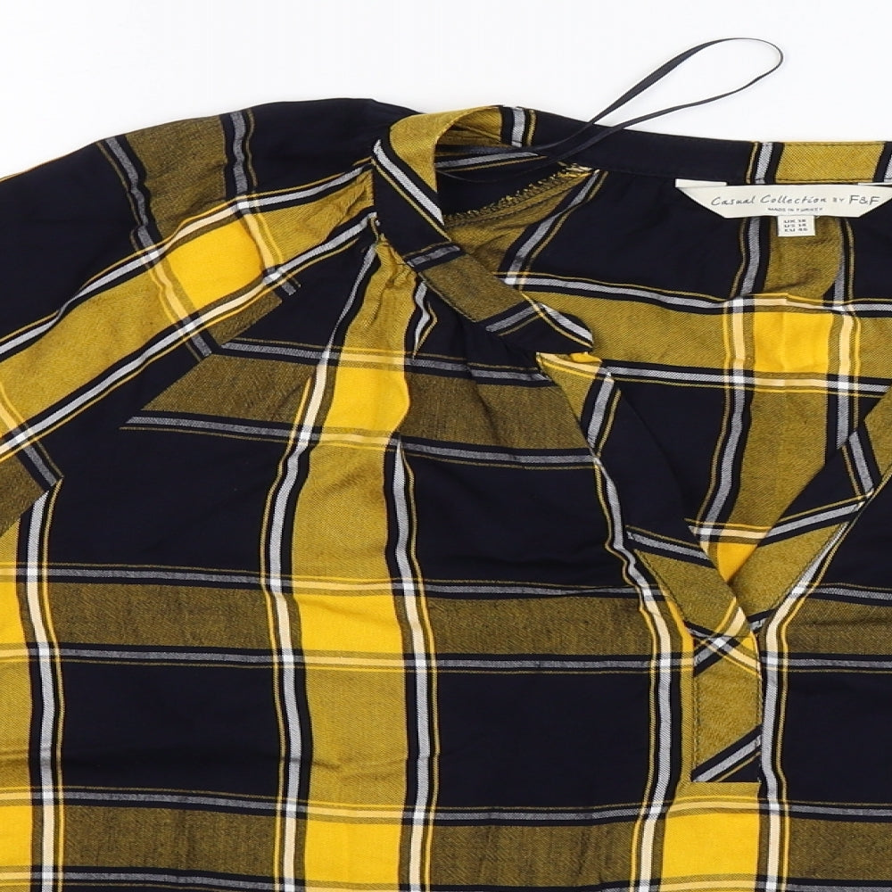 F&F Womens Yellow Check  Basic Blouse Size 18