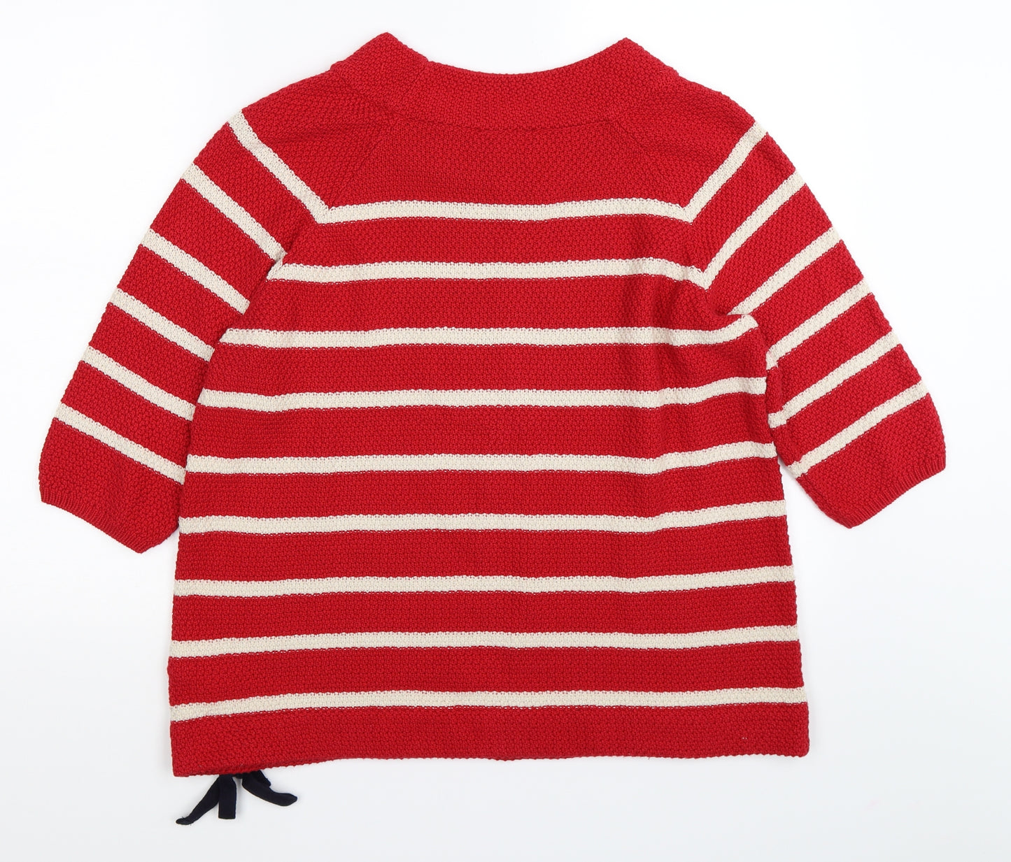 Per Una Womens Red Striped Knit Pullover Jumper Size 16