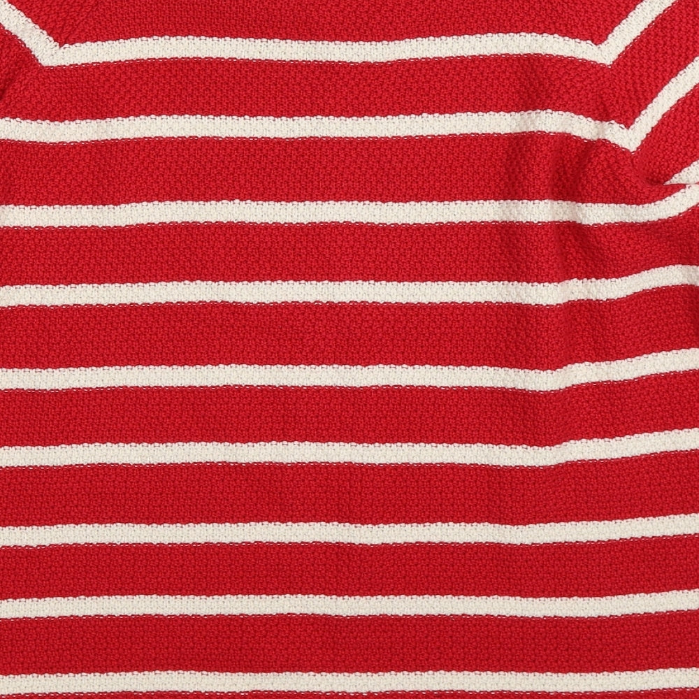 Per Una Womens Red Striped Knit Pullover Jumper Size 16