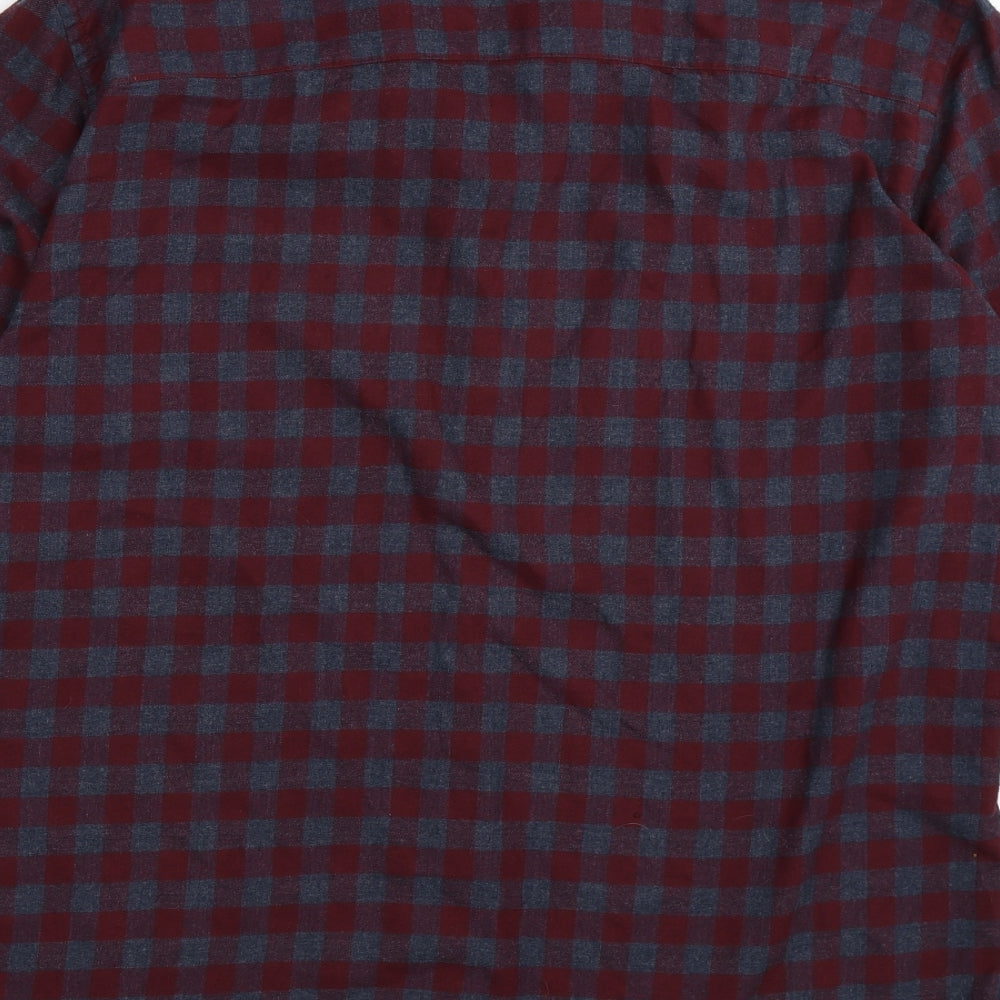 JACK & JONES Mens Red Check Flannel  Button-Up Size 2XL