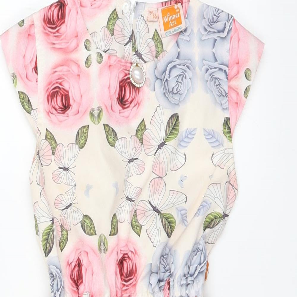 winner art Girls Pink Floral  Fit & Flare  Size 6 Years
