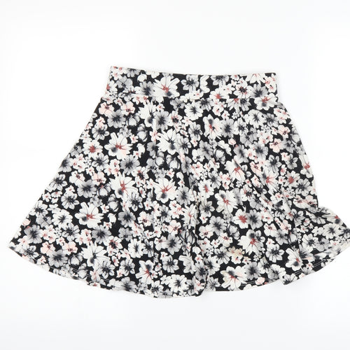 New Look Womens Black Floral  A-Line Skirt Size 10
